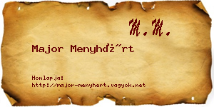 Major Menyhért névjegykártya